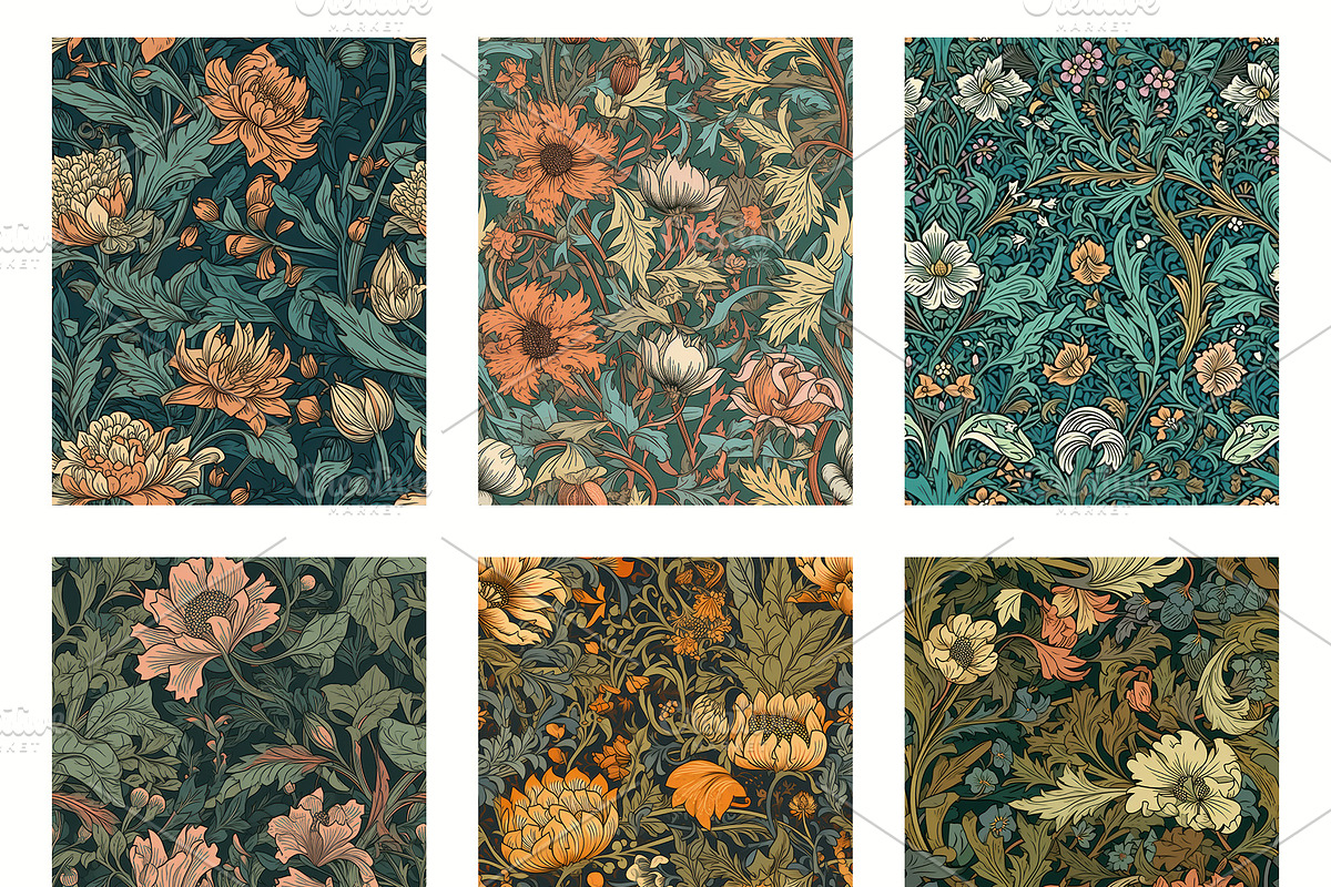Seamless pattern with flowers, an Illustration by Pundateam (Photo 2 of 5)