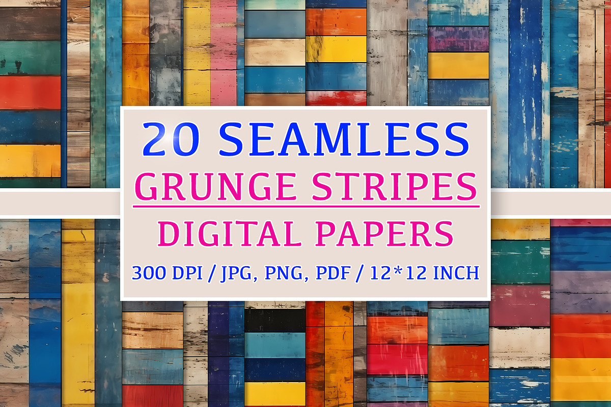 20 Seamless Grunge Stripes Patterns, a Pattern Graphic by Nordic Design (Photo 1 of 9)