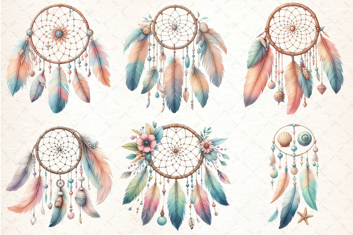 Watercolor Boho Dreamcatcher Clipar, an Illustration by DreamCafeArt (Photo 3 of 4)
