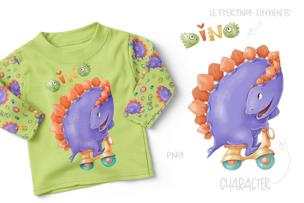 Dino boys clip art set., an Illustration by Yuliya Art (Photo 4 of 9)