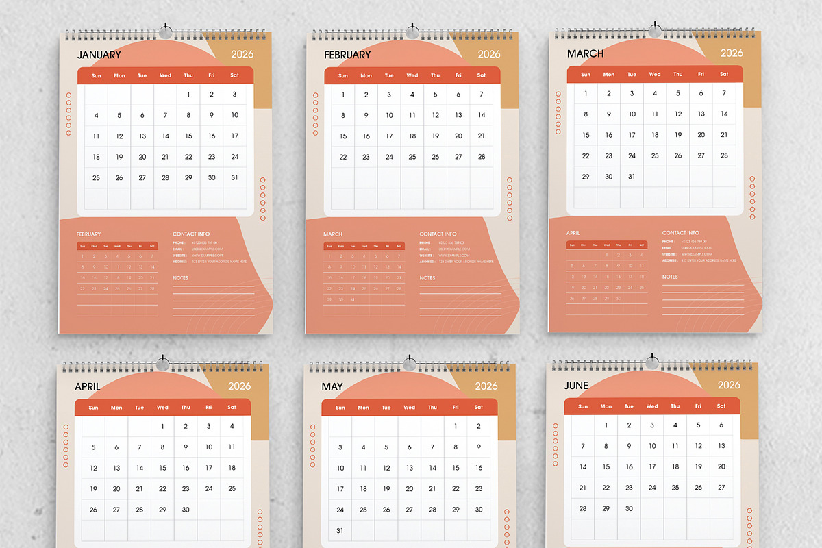 Minimal 2026 Wall Calendar Template preview 2