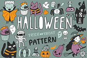 Happy Halloween cartoon cute pattern, a Pattern Graphic by kostolom3ooo (Thumbnail 1 of 5)