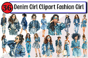 Denim Girl Clipart Fashion, an Illustration by Design Market (Thumbnail 1 of 3)