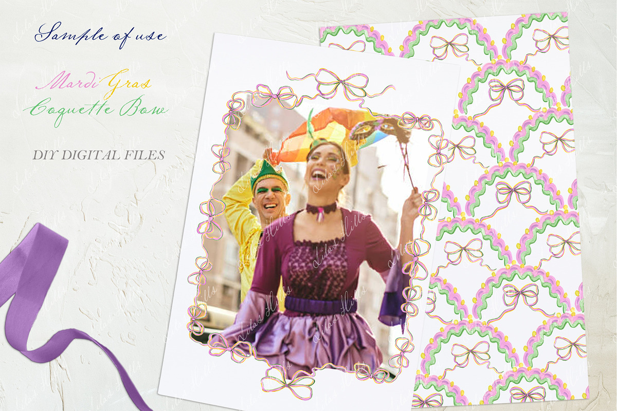 Mardi Gras Coquette Bow, a Graphic by LABFcreations (Photo 3 of 5)
