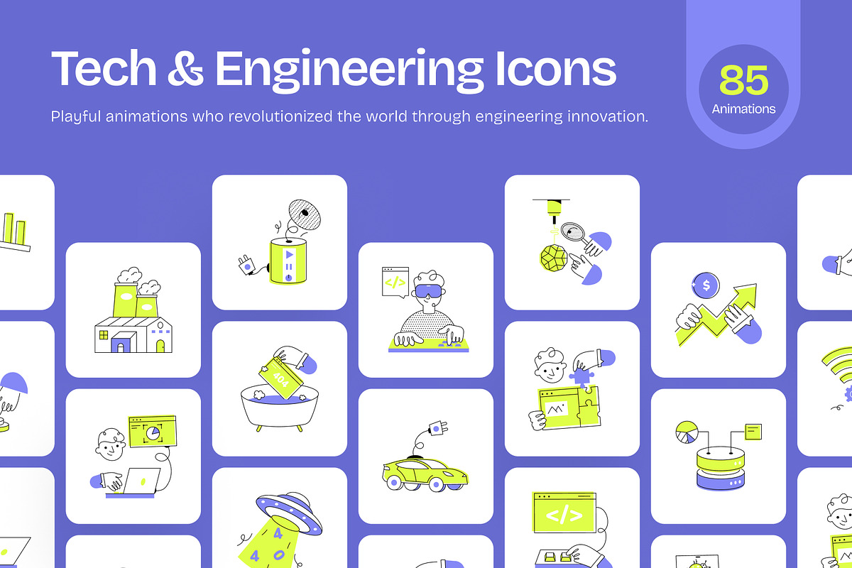 Animated Tech and Engineering Icons, an Outline Icon by Creative Stall (Photo 1 of 4)