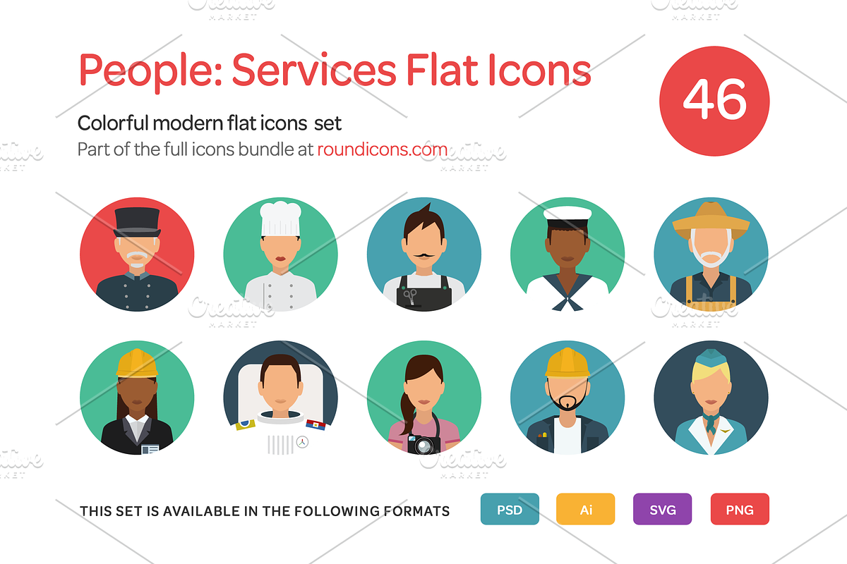 People: Service Flat Icons Set