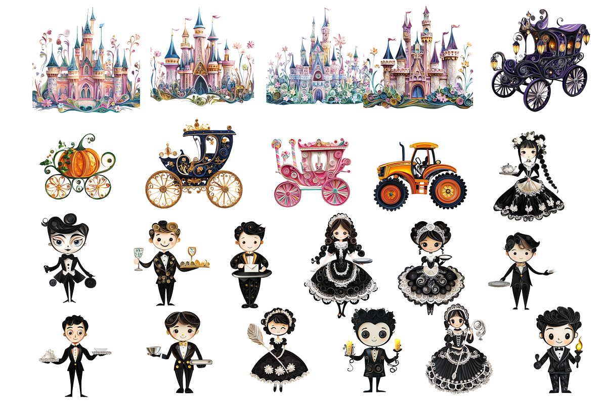 Princess Quilled Paper Clipart Set, a Person Illustration by PrintablesByFranklyn (Photo 5 of 6)