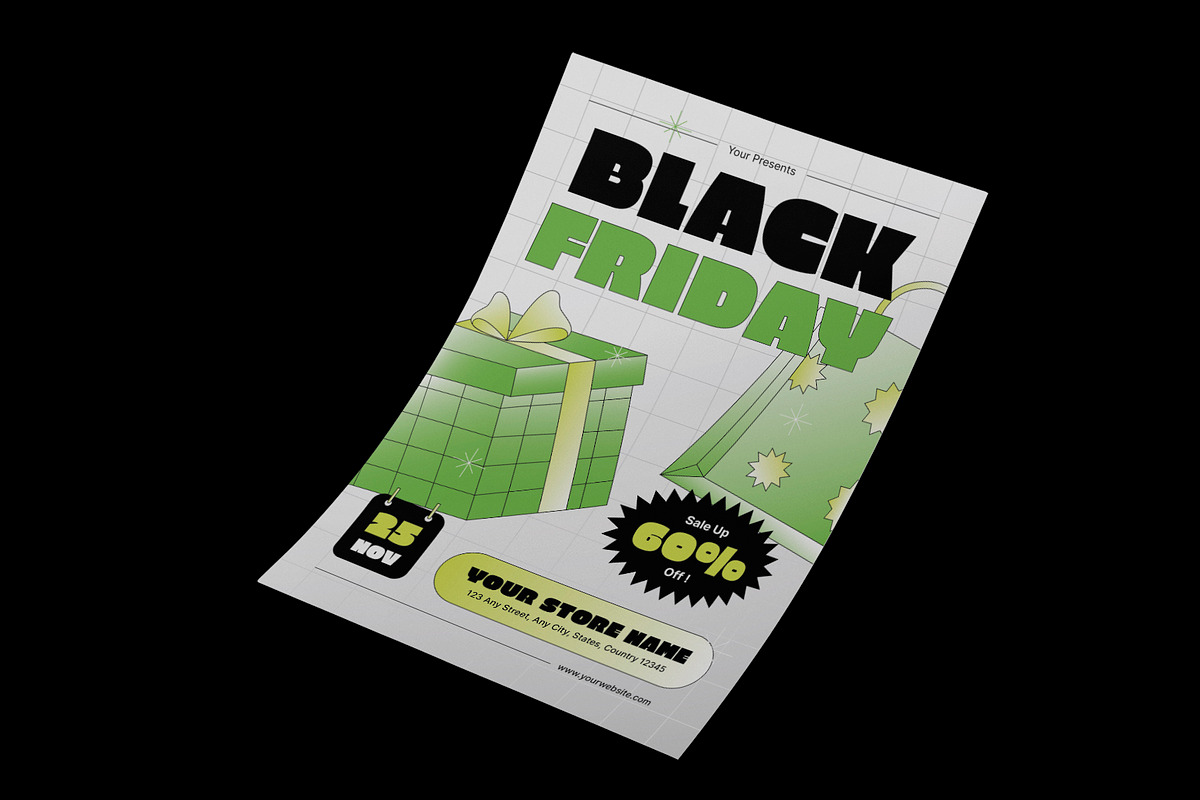 Green Classic Black Friday Flyer, a Flyer Template by Neermana (Photo 3 of 4)