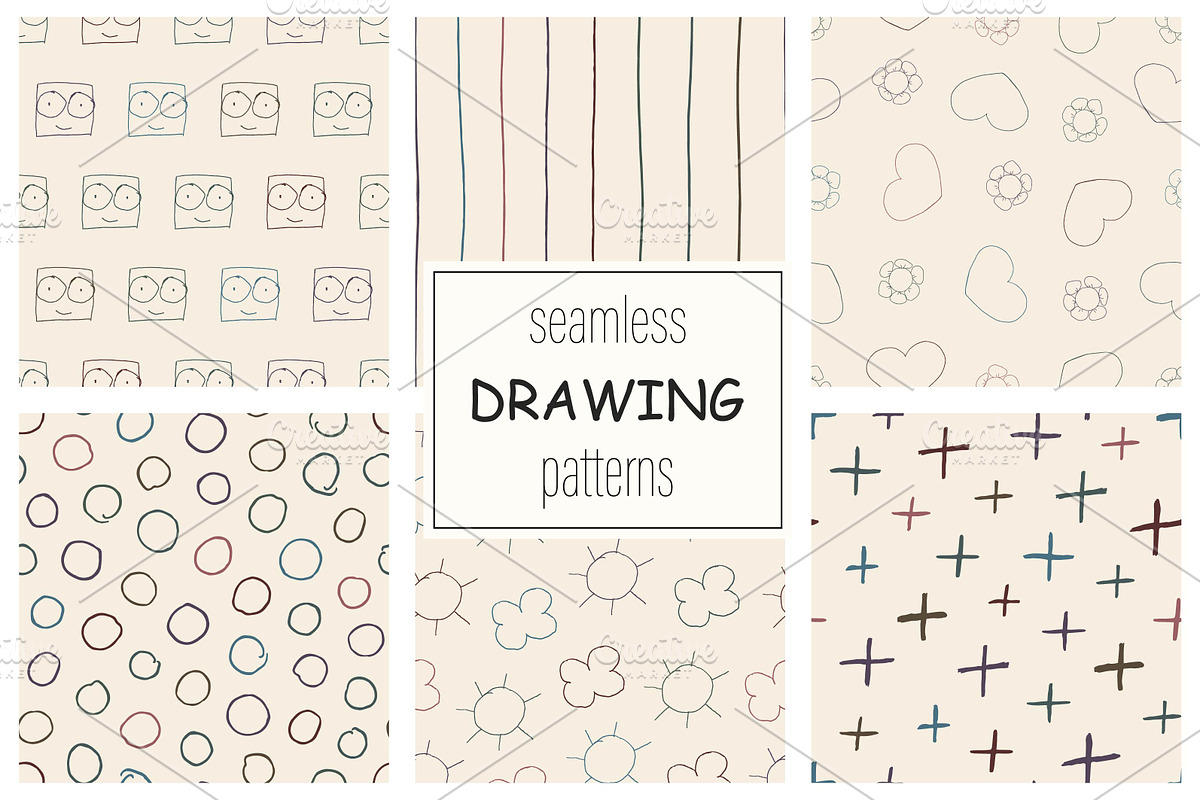 Hand drawn seamless cute patterns, a Pattern Graphic by ExpressShop (Photo 1 of 5)