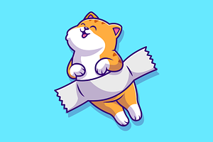 Cute Cat Stick On Wall With Tape, an Animal Illustration by Catalyst Labs
