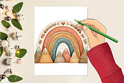 Watercolor Boho Rainbow Clipart, an Illustration by DreamCafeArt (Thumbnail 6 of 6)