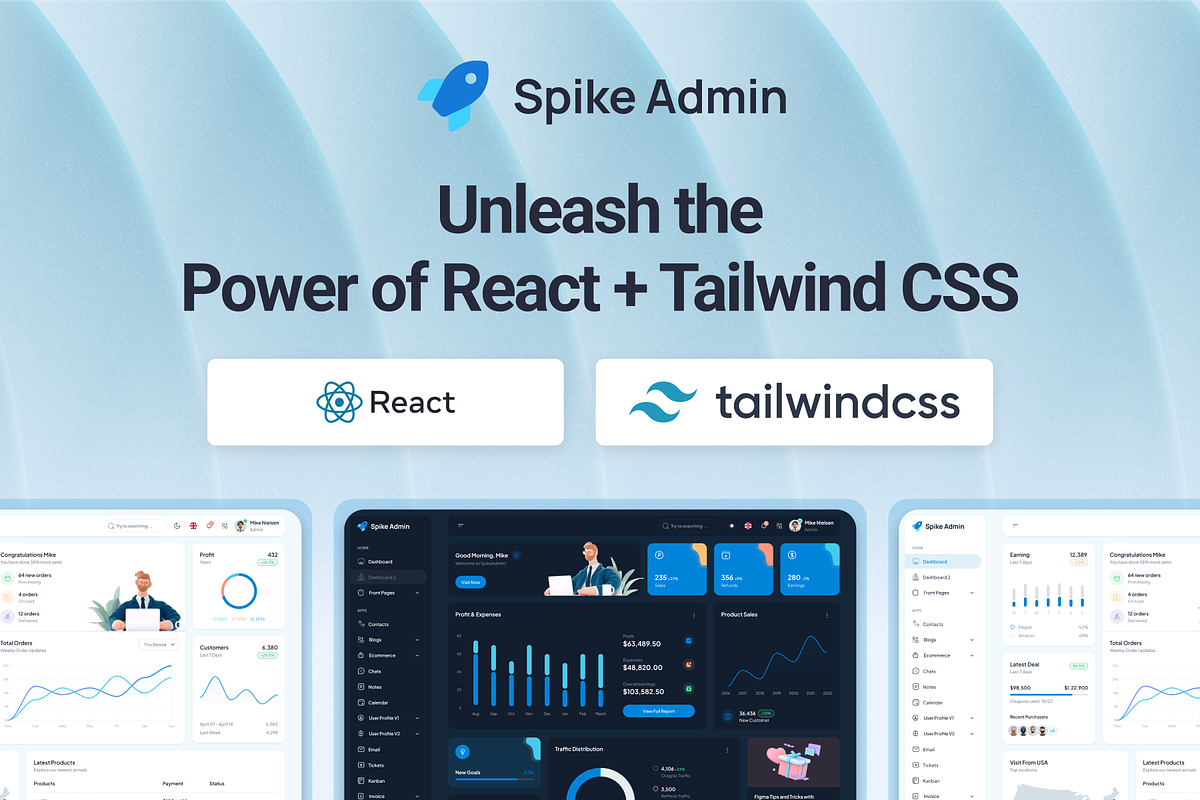 Spike React Tailwind Admin Template, a React Template by WrapPixel (Photo 1 of 7)