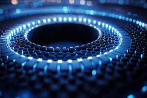 Futuristic Hexagon Pattern Blue Glow, a Background Photo by Pixeness Studio