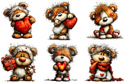 Whimsical Valentine Teddy Clipart, an Illustration by Designking (Thumbnail 2 of 5)