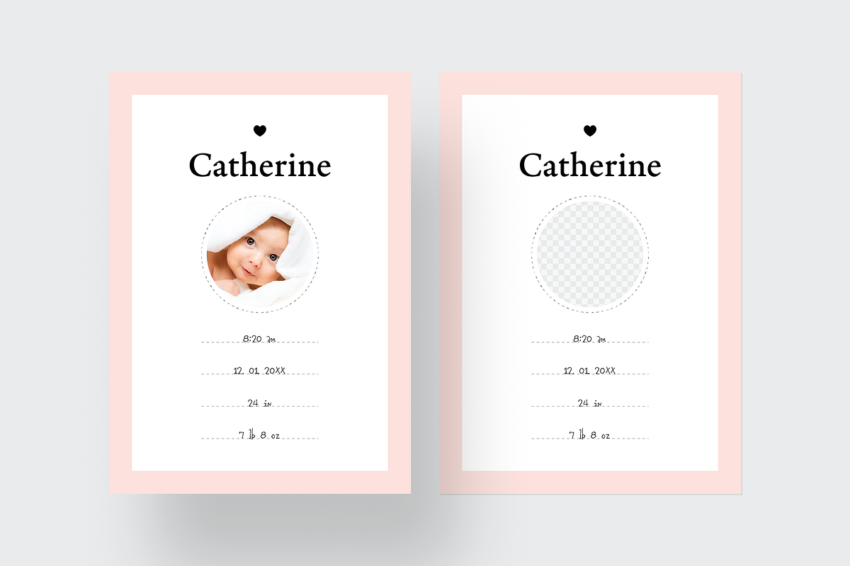 Soft frame Photo Birth Card, a Card Template by Filip Studio (Photo 2 of 3)