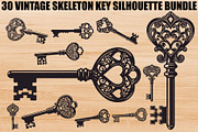 Vintage Skeleton Key Bundle, an Illustration by Gaye Art (Thumbnail 1 of 31)