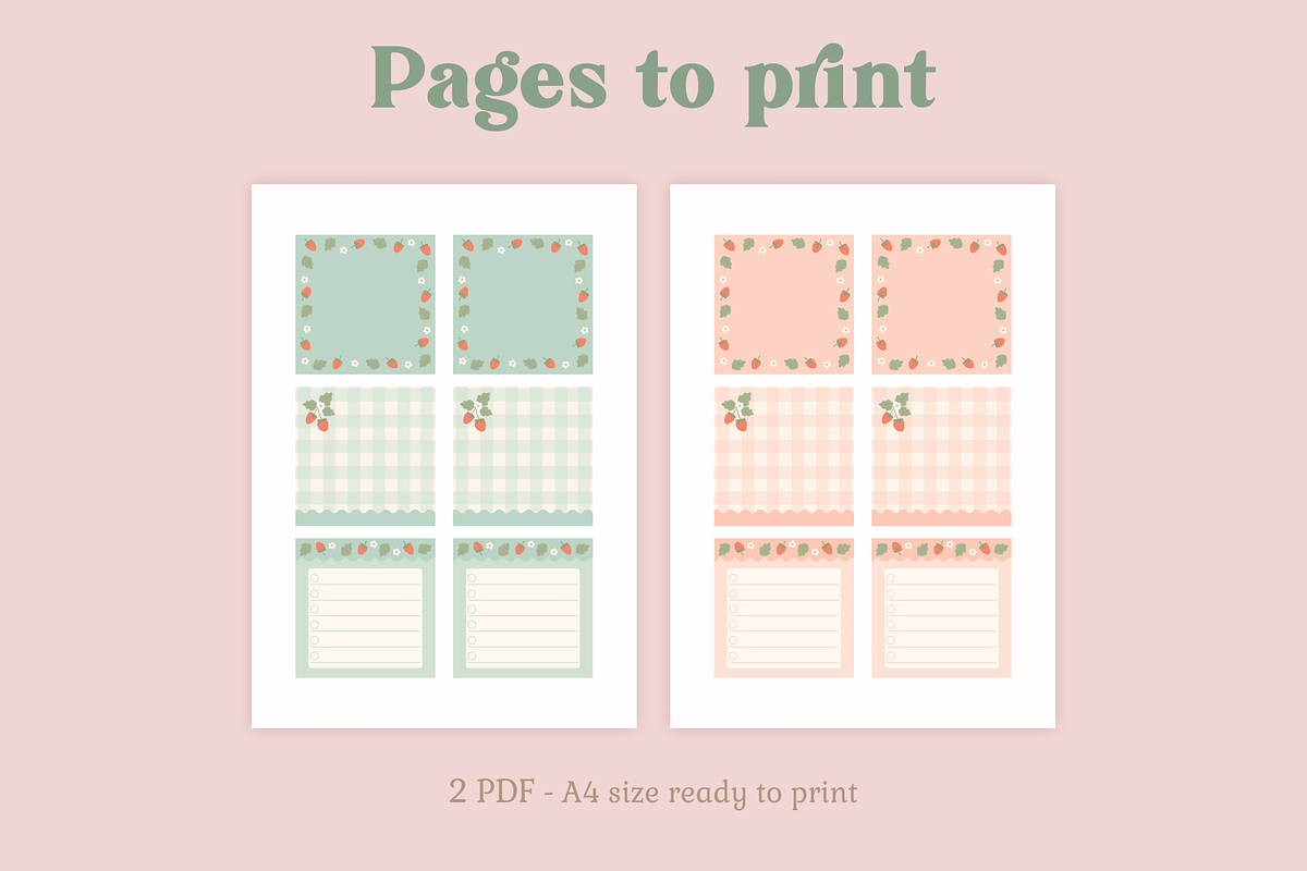 Printable Strawberry Notepads, a Graphic by Nina Bered Illustration (Photo 2 of 3)