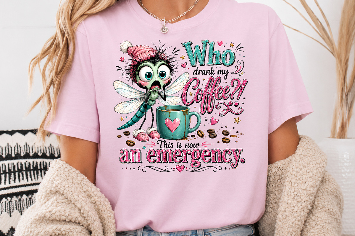 Funny Dragonfly Coffee Design PNG, a Seasonal Illustration by Rose Art (Photo 3 of 4)