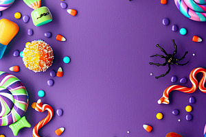 Halloween Candy and Spiders Illustra, a Photo by LOGOCREATIVE