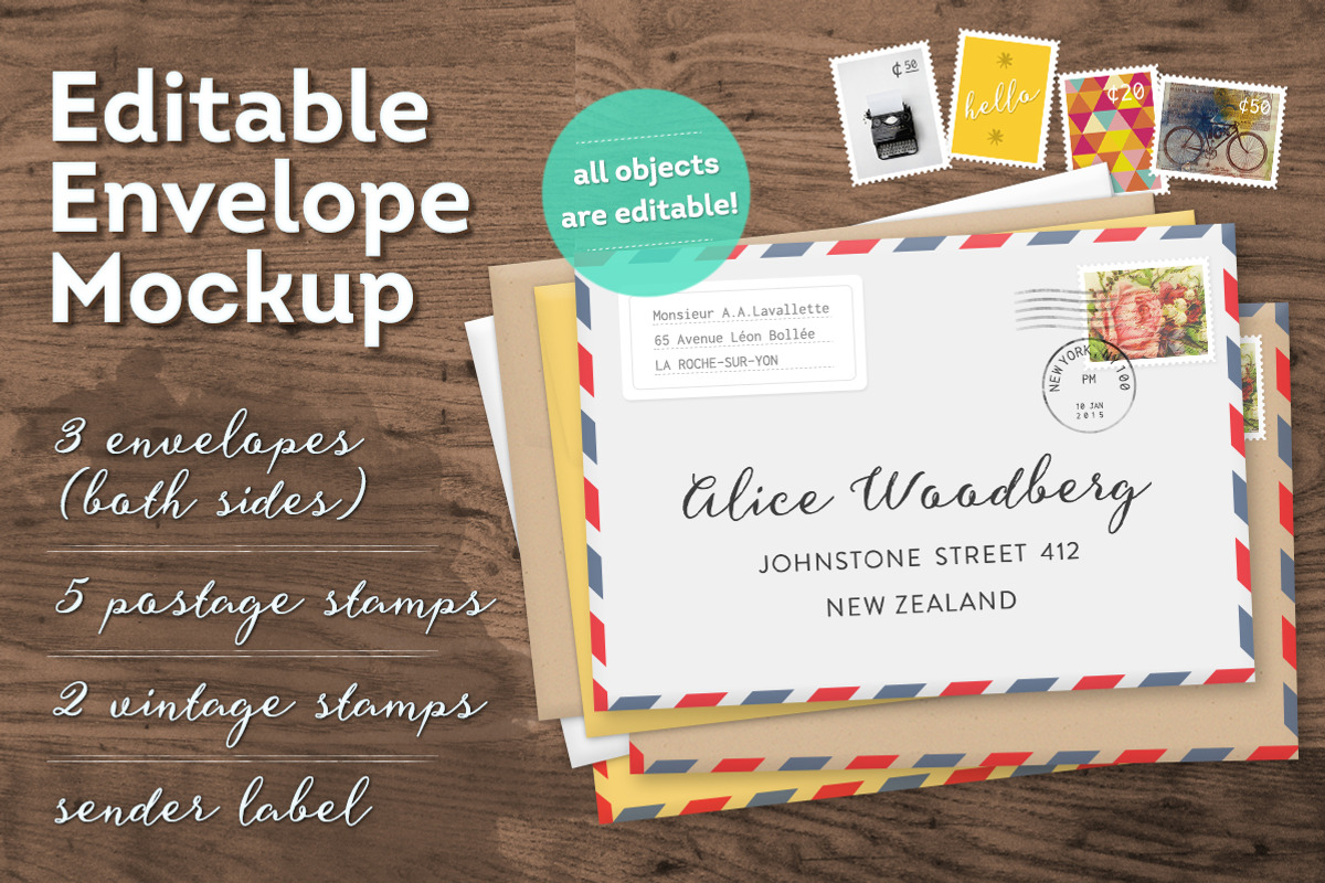 Editable Envelope Mockup, a Print Template by Frisk Shop (Photo 1 of 3)