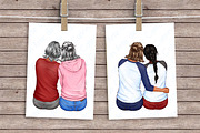Besties Clipart, Best Friends Art, a Person Illustration by ArtedeCatrin (Thumbnail 8 of 10)