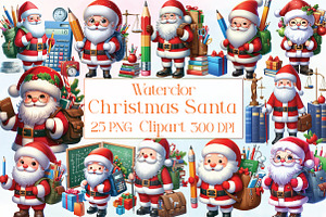 Watercolor Christmas Santa Clipart, an Illustration by CraftArtStudio