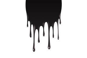 Realistic black paint drips isolated