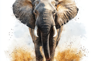 Majestic African Elephant Watercolor, an Animal Photo by Pixeness Studio