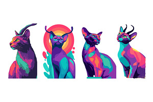 Cat portraits cartoon vector set, an Animal Illustration by Onyx