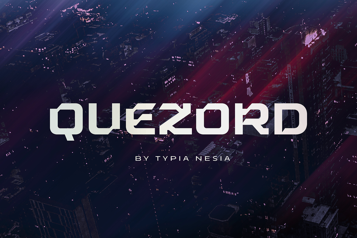 Quezord - Futuristic Font, a Sans Serif Font by Typia Nesia (Photo 1 of 10)