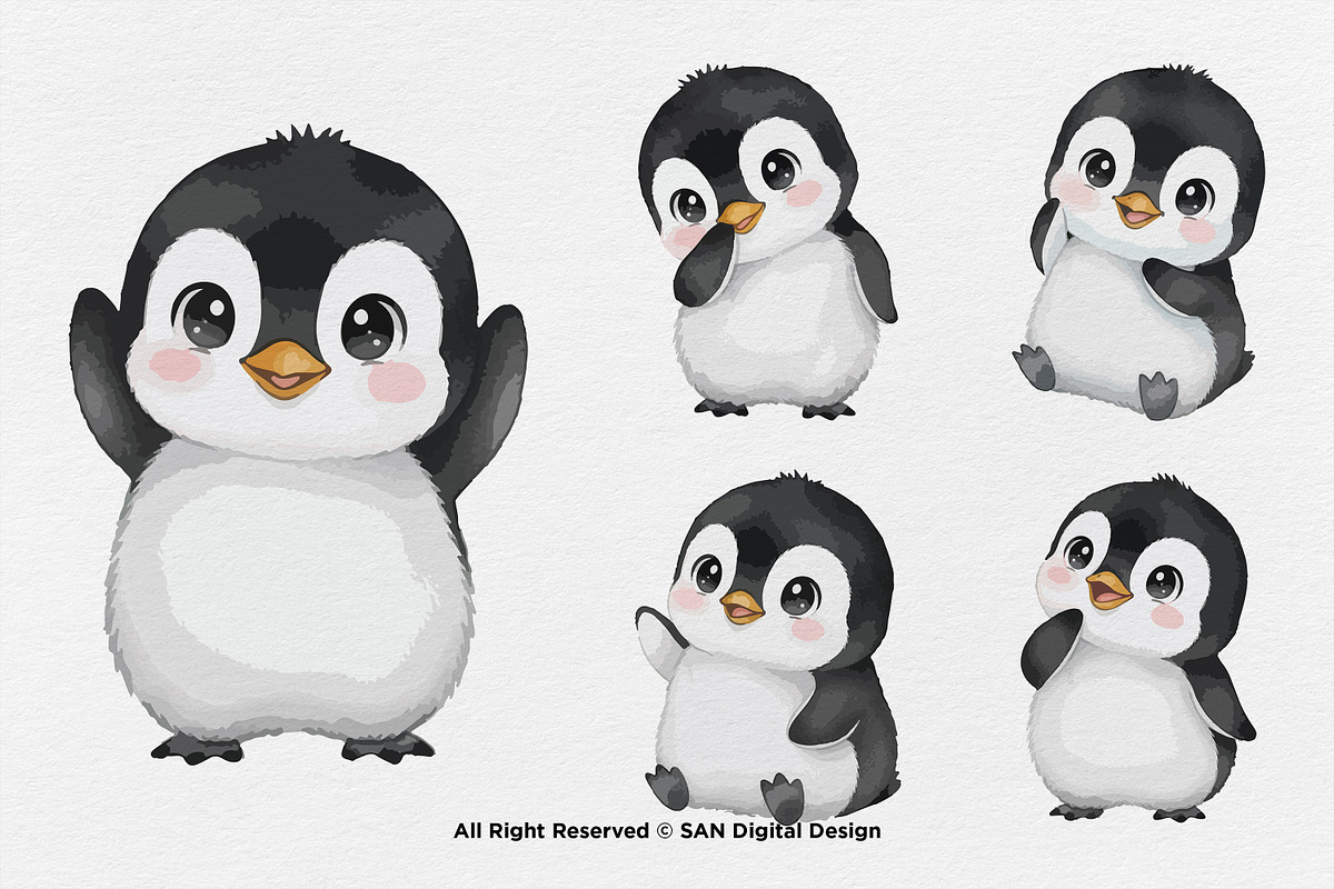 15 Bundle Watercolor Baby Penguin, an Animal Illustration by Morspective (Photo 7 of 8)