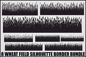 Farm Silhouette Wheat Clipart Set, an Illustration by BIPLOB EXPERT