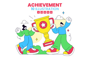 10 Achievement Vector Illustration, a Person Illustration by denayunebgt