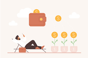 Passive Income Investment Growth, a Finance Illustration by Lemberg Vector