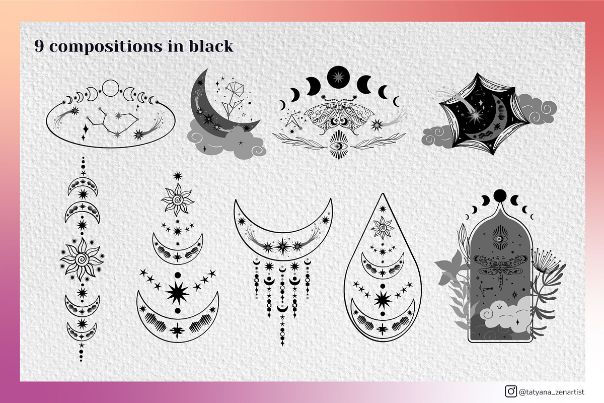 Celestial garden, Mystical clipart, an Object Illustration by Tatyana_Zenartist (Photo 7 of 14)