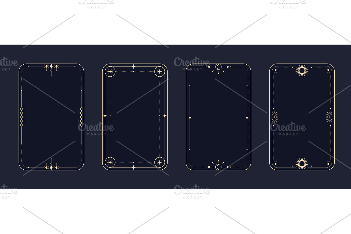 Gold mystical tarot card frames on, a Texture Illustration by art PVP - market