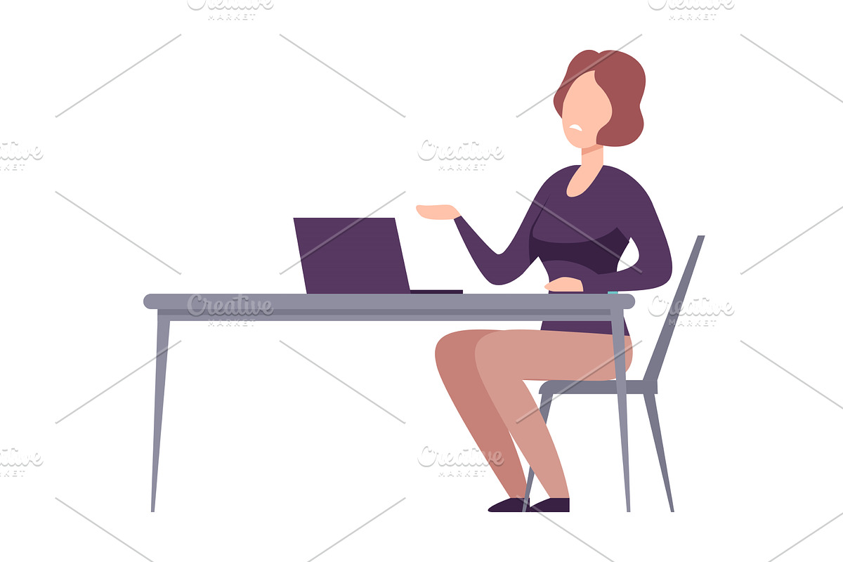 Businesswoman Character Sitting at, a Person Illustration by TopVectors