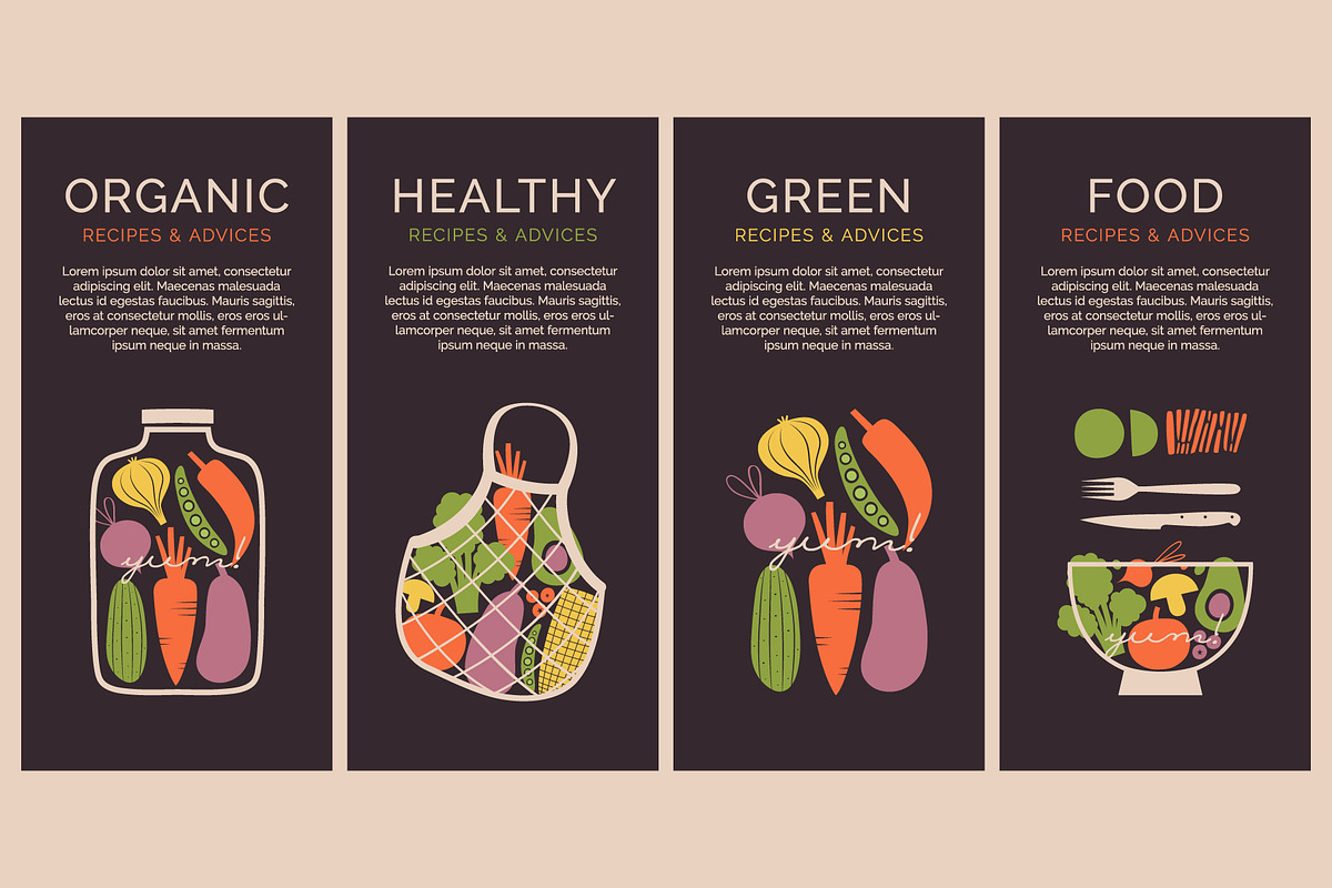 Veganism. Veggies, Fruits & Dishes, a Food Illustration by Renberrry.Store (Photo 8 of 16)
