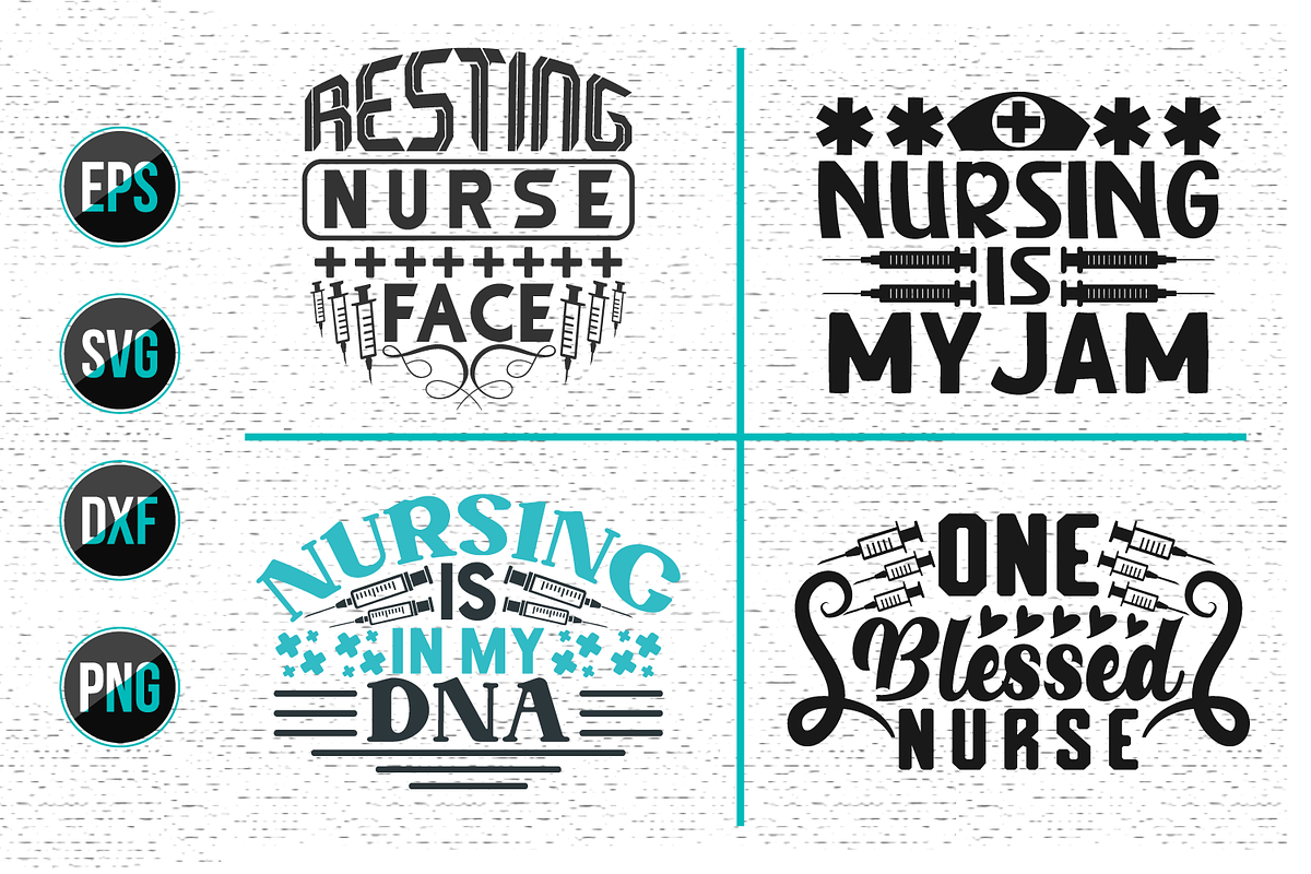 Nurses lettering svg design bundle. | Creative Market
