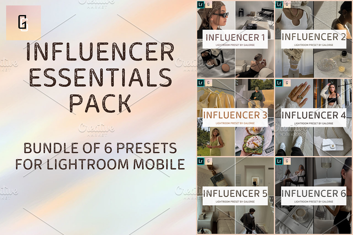 INFLUENCER ESSENTIAL PACK by GALOR6E, a Layer Style Add-On by GALOR6E PRESETS (Photo 1 of 7)