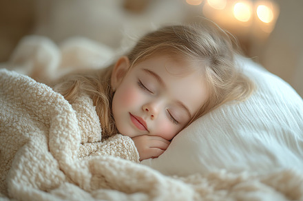 Little child girl sleeps in a crib, a Person Photo by AlyaAnd