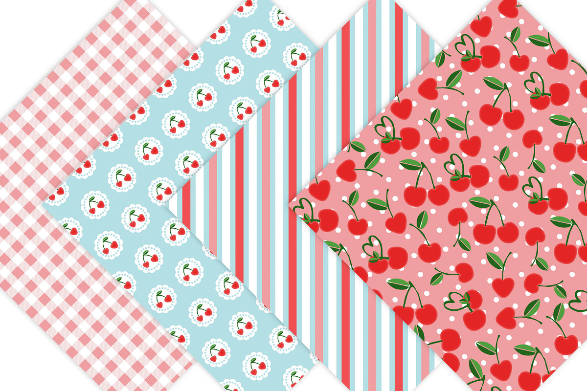 Cherry Digital Paper - Cottage Chic, a Pattern Graphic by Leska's Digitals (Photo 4 of 5)