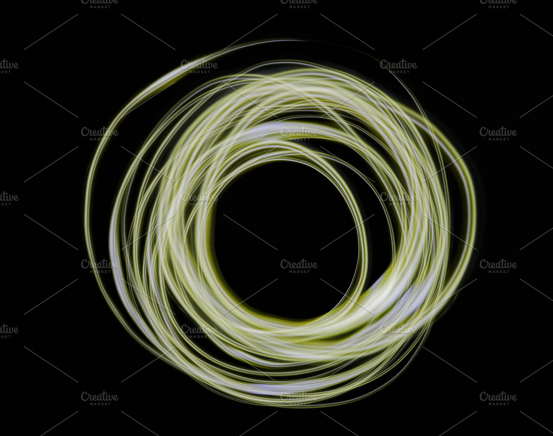 Yellow neon light circle hole, an Abstract Photo by PixieMe
