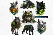 Floral Wolves Fantasy Cliparts, an Animal Illustration by ThatsDesignArt (Thumbnail 6 of 17)