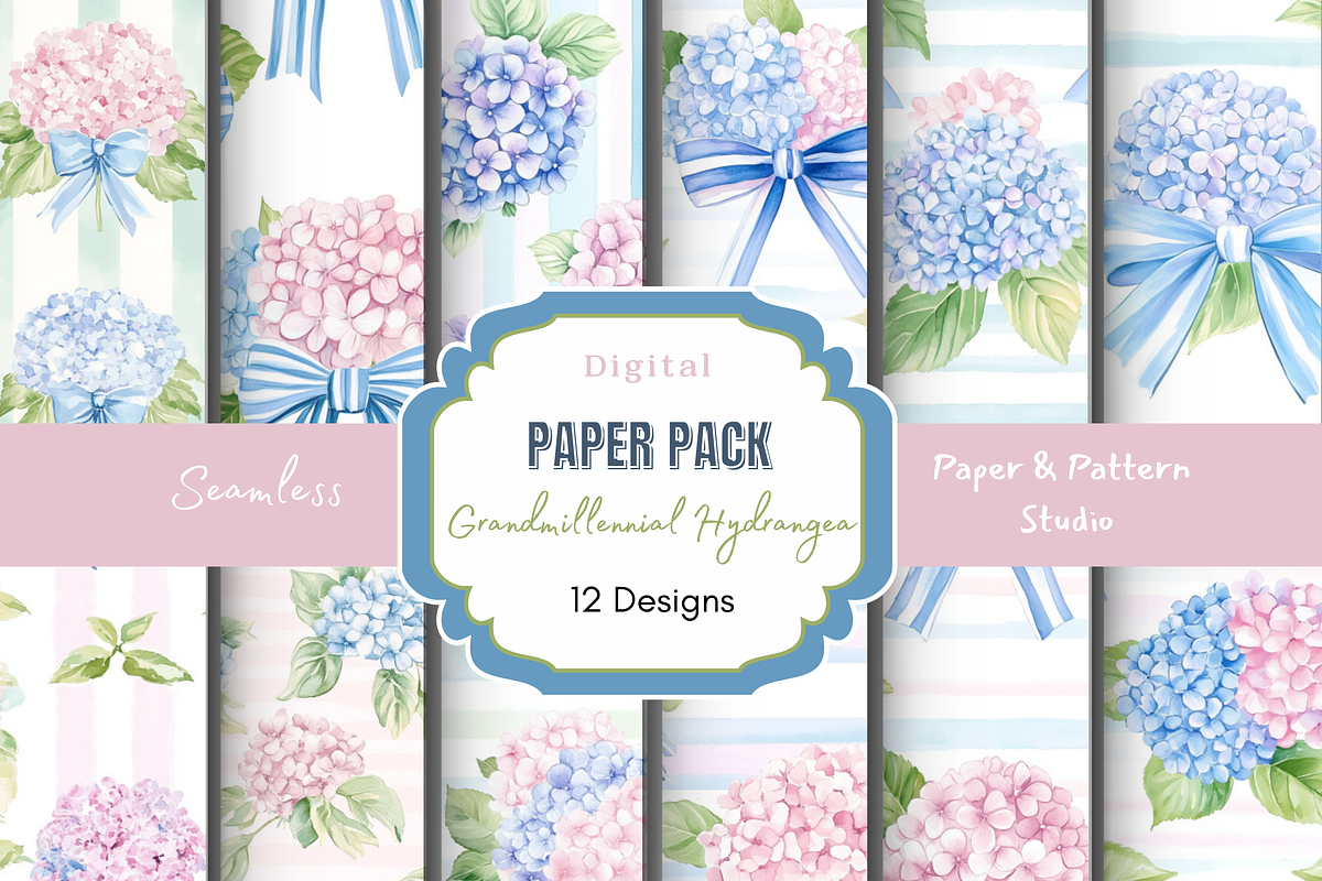 Grandmillennial Hydrangea Floral, a Pattern Graphic by Paper & Pattern Studio (Photo 1 of 9)
