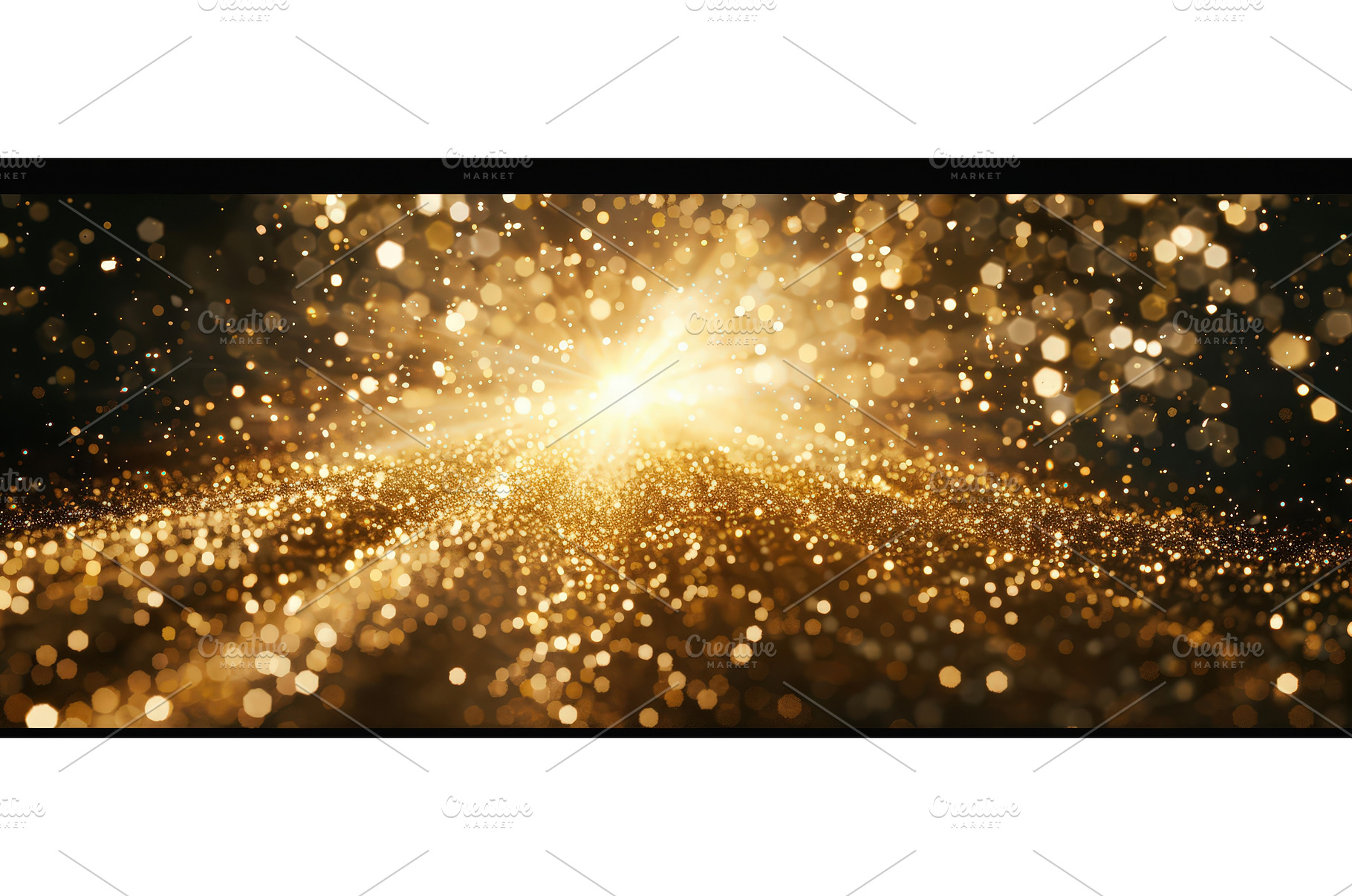 Golden Glitter Light Burst, an Abstract Photo by piter.goskov