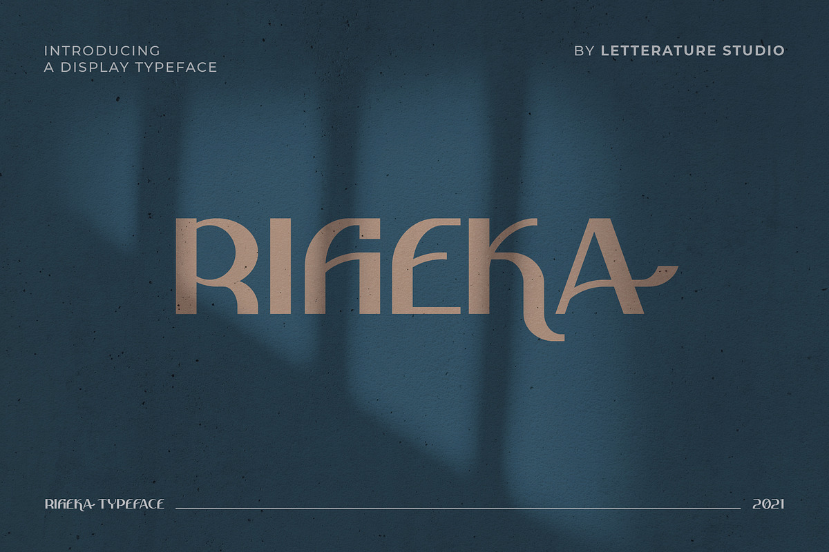 Rifieka // Modern Display Typeface, a Sans Serif Font by Letterature Std. (Photo 1 of 10)