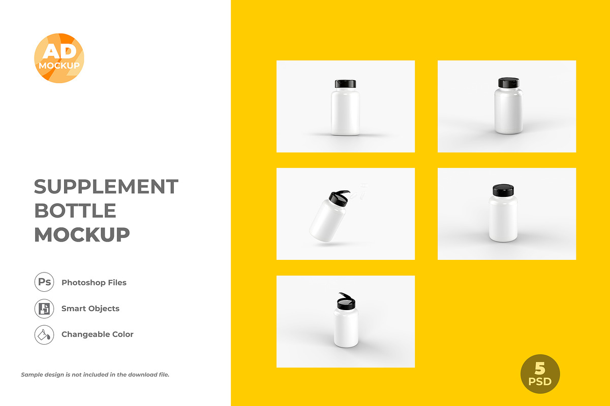 Supplement Bottle Mockup – 05 PSD, a Packaging Mockup by Adstart (Photo 4 of 5)