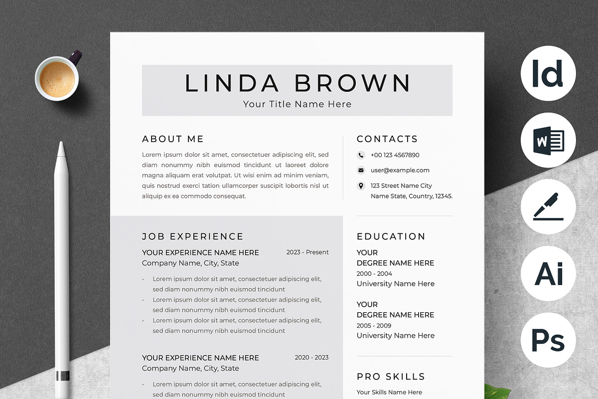 Minimalist Resume Design Bundle, a Resume Template by ResumeInventor (Photo 1 of 6)
