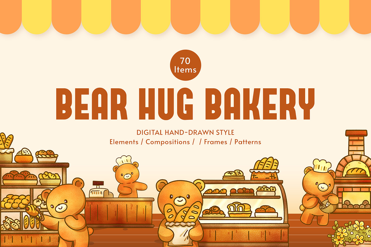 Bear Hug Bakery – Digital Hand-Drawn, an Animal Illustration by CreativeValuation (Photo 1 of 10)